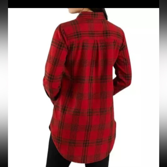 NWOT Carhartt Rugged Flex Relaxed Fit Midweight Flannel Plaid Tunic Shirt Sz M - Picture 2 of 6